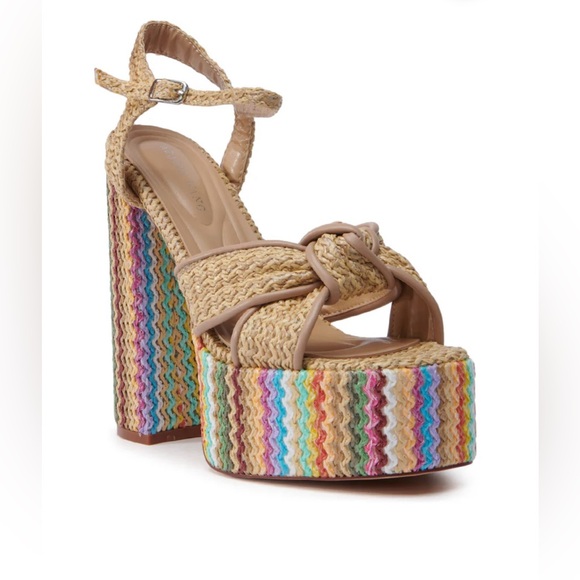 Azalea Wang Shoes - New Azalea Wang Flavia Multi Raffia Platform Sandal Heels size 8.5